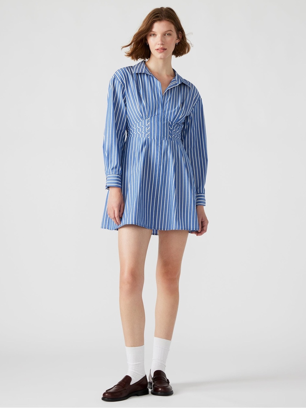 Steve Madden Blue & White Striped Shirt Dress